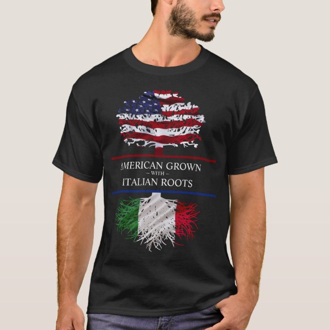 Camiseta Americano cresceu com Raízes Italianas (Frente)