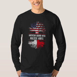 Camiseta Americano Cresceu Com Raízes Maltesas Bandeira De 