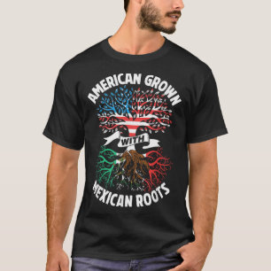 Camiseta Americano cresceu com raízes mexicanas México EUA 