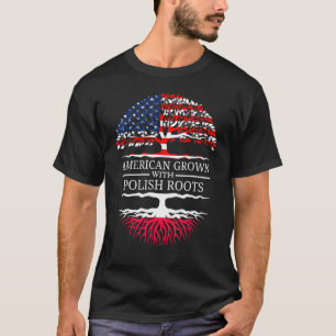 Camiseta Americano Cresceu Com Raízes Polonesas Onu Bandeir