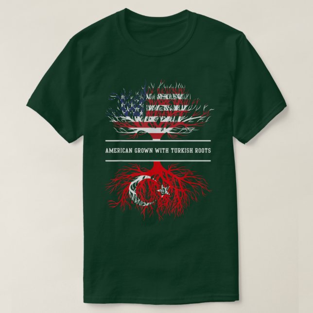 Camiseta Americano cresceu com raízes turcas  (Frente do Design)