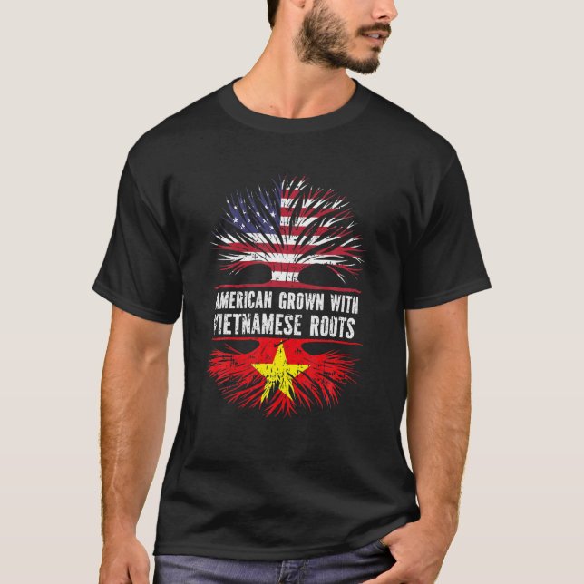 Camiseta Americano cresceu com raízes vietnamitas nos Estad (Frente)