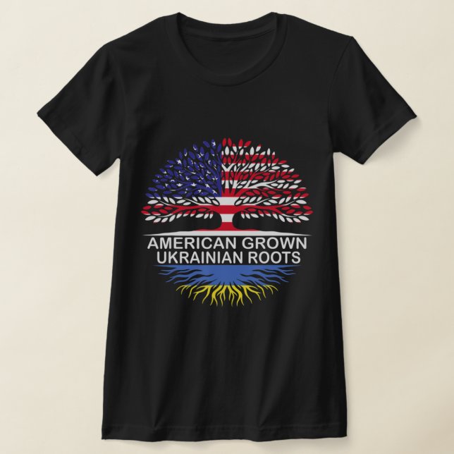 Camiseta Americano Cresceu na Ucrânia Bandeira (Postura )