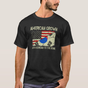 Camiseta Americano Cresceu Sul-Coreano Para O Osso Sul-K
