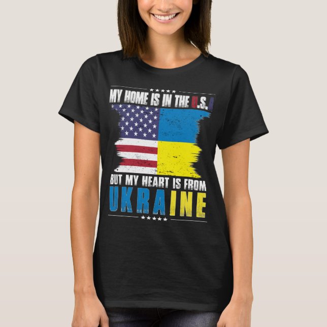 Camiseta Americano cresceu ucraniano da Ucrânia (Frente)
