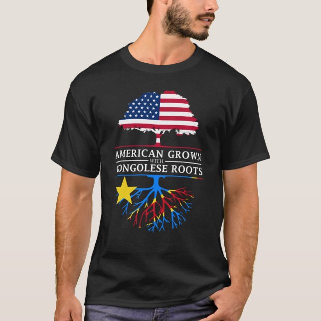 Camiseta Americano crescido com as raizes congolesas   (Frente)