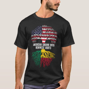 Camiseta Americano crescido com bandeira Beninesa Roots USA
