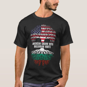 Camiseta Americano crescido com bandeira búlgara Roots USA