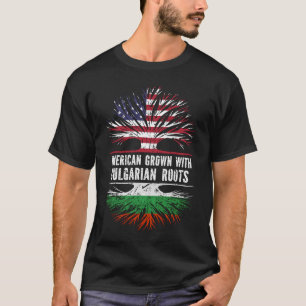 Camiseta Americano crescido com bandeira búlgara Roots USA