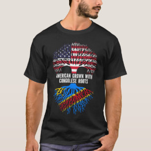 Camiseta Americano crescido com bandeira Congolesa Roots US