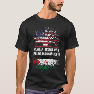 Camiseta Americano crescido com bandeira do Saharan Roots U