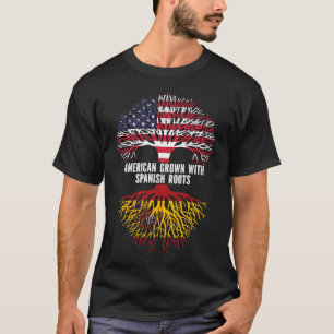 Camiseta Americano crescido com bandeira espanhola roots US