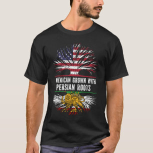 Camiseta Americano crescido com bandeira persa roots USA