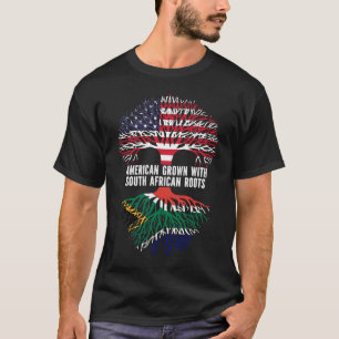 Camiseta Americano crescido com bandeira sul-africana Raíze