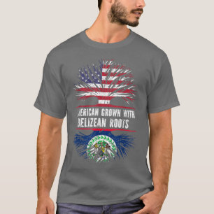 Camiseta Americano crescido com Belizean Roots USA Flag Bel