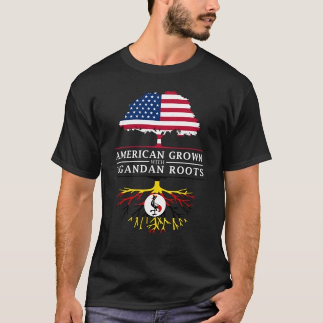Camiseta Americano crescido com design de Uganda   das (Frente)