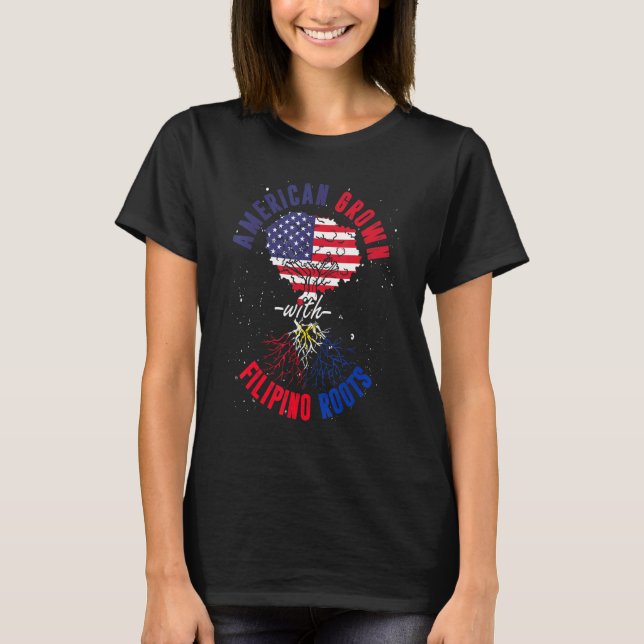 Camiseta Americano crescido com filipino Roots Pinoy Pinay  (Frente)