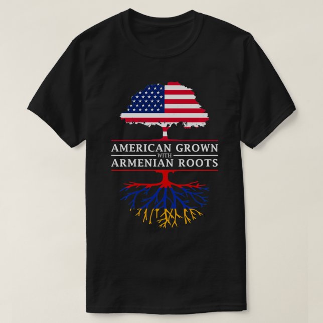 Camiseta Americano crescido com raízes armênias Armênia (Frente do Design)