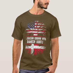 Camiseta Americano Crescido Com Raízes Dinamarquesas Bandei