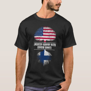 Camiseta Americano Crescido Com Raízes Finlandesas Bandeira