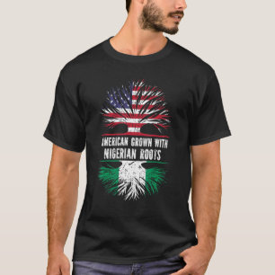 Camiseta Americano crescido com raízes nigerianas na bandei