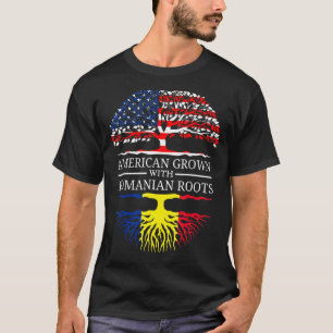 Camiseta Americano Crescido Com Raízes Romenas Usa Bandeira