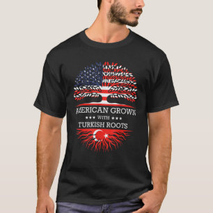 Camiseta Americano crescido com raízes turcas USA Flag T Sh