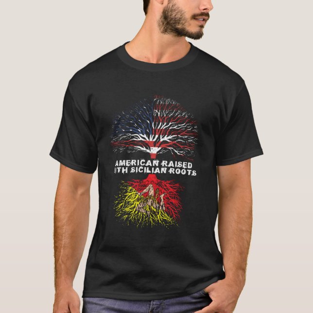Camiseta Americano Criado Com Raízes Sicilianas De Longa Du (Frente)