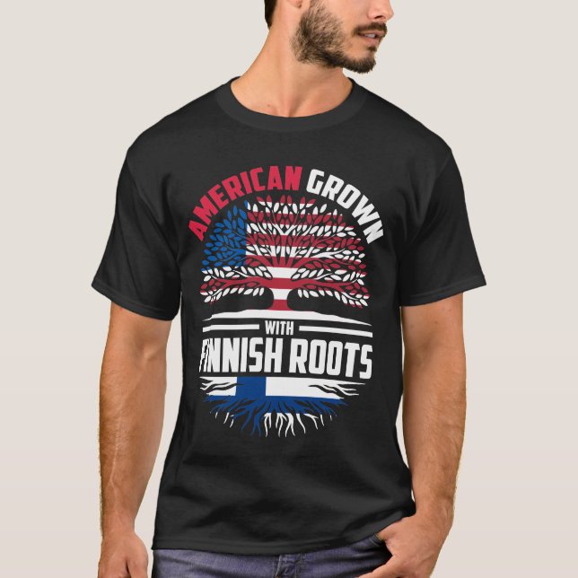 Camiseta Americano Cultivado Com Raízes Finlandesas Fam Ban (Frente)