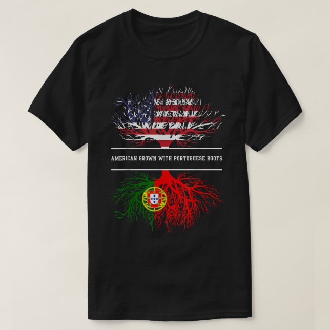 Camiseta Americano Cultivado com Raízes Portuguesas (Frente do Design)