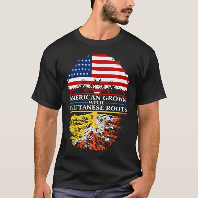 Camiseta Americano Cultivo do Butão Roota a Família Asiátic (Frente)