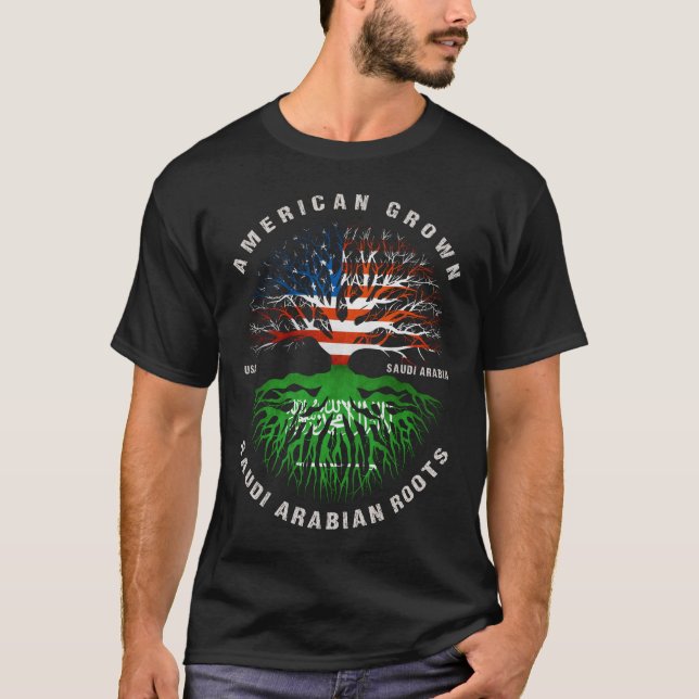 Camiseta Americano Cultivou a Arábia Saudita Raízes Saudita (Frente)