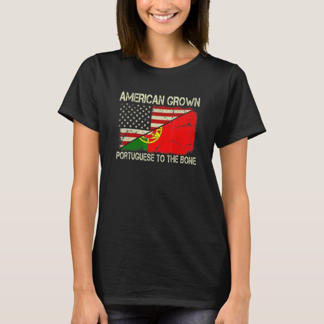 Camiseta Americano Cultivou Português Para O Osso Us Portug (Frente)