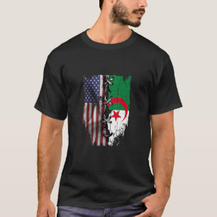 Camiseta Americano Cultivou Raízes Argelinas EUA Bandeira A