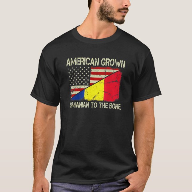 Camiseta Americano Cultivou Romeno Para O Osso Nos Romênia  (Frente)