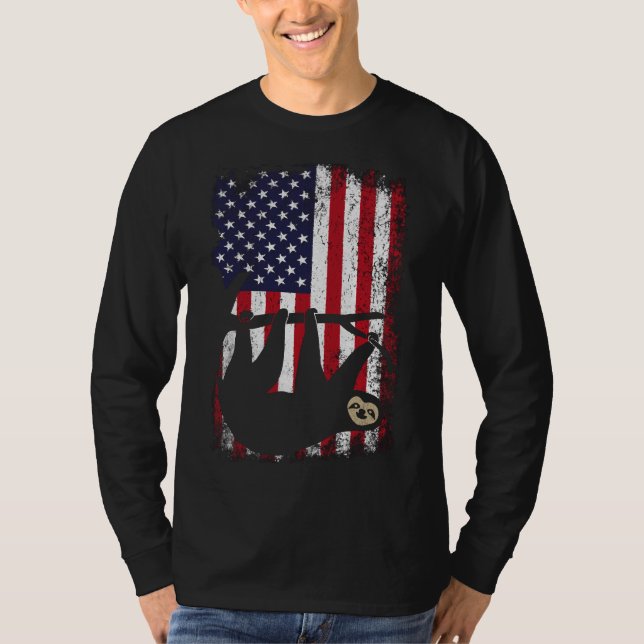 Camiseta Americano Deer Sloth Patriotic Vintage Sloth Ameri (Frente)