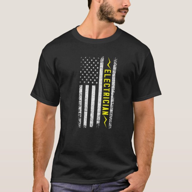 Camiseta Americano Flag Eletricista Lineman Lin (Frente)