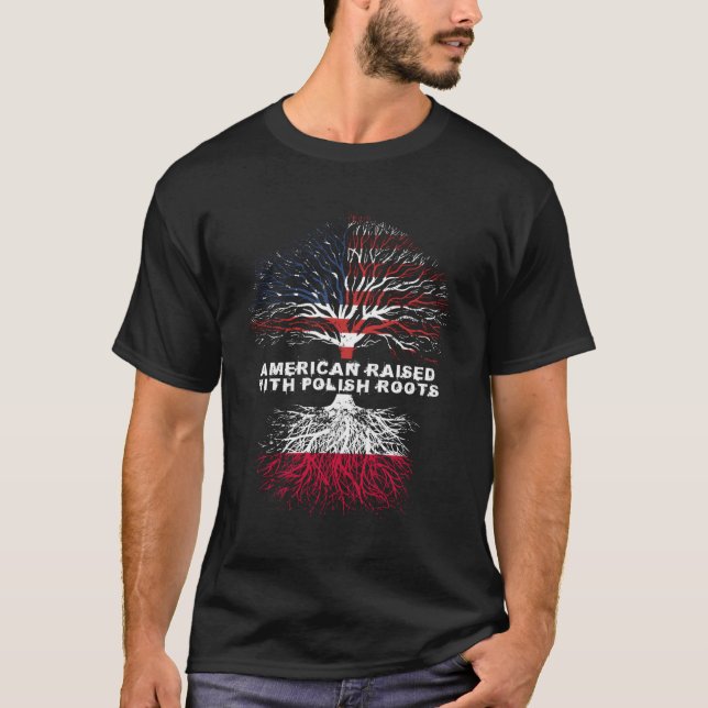 Camiseta Americano Levantado com Polônia de Raízes Polonese (Frente)