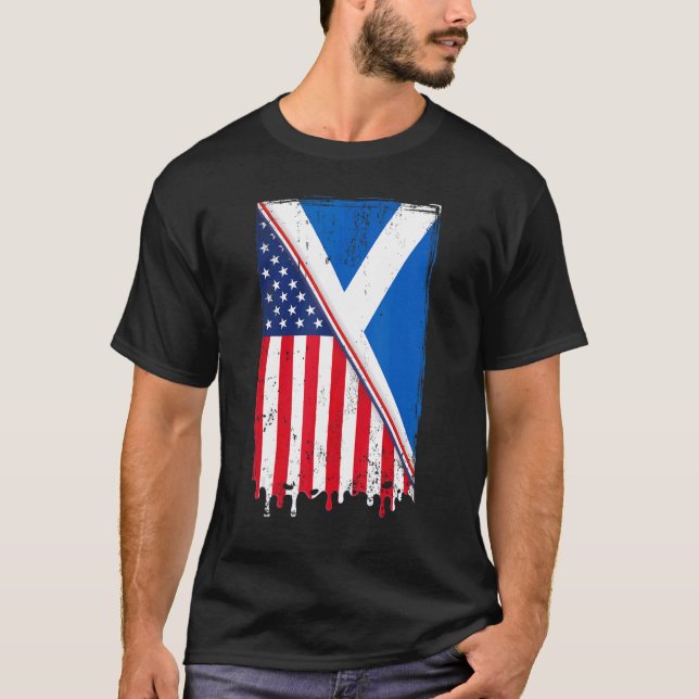 Camiseta Americano Levantado Com Raízes Escocesas Com Escóc (Frente)