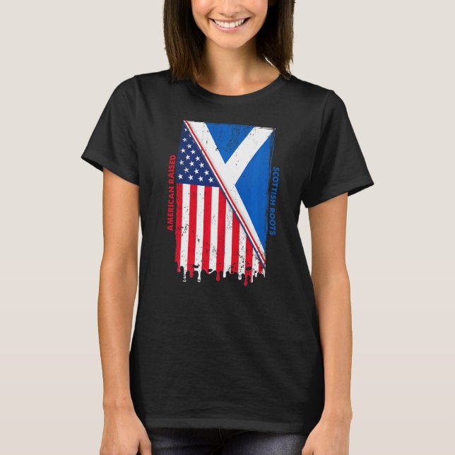 Camiseta Americano Levantado Com Raízes Escocesas Com Escóc (Frente)