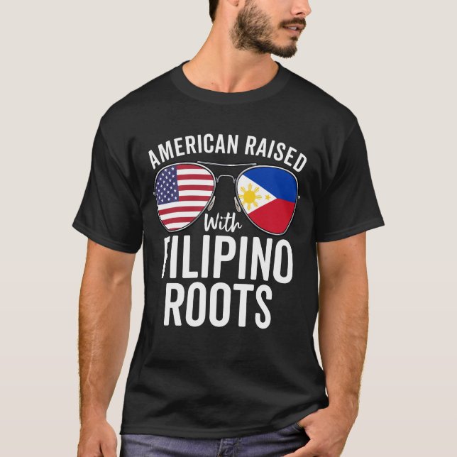 Camiseta Americano Levantado com Raízes Filipinas Filipinas (Frente)