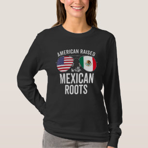 Camiseta Americano Levantado Com Raízes Mexicanas Bandeira 