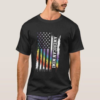 Camiseta Americano Mimi Estados Unidos aflita o arco-íris c