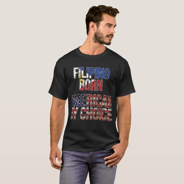 Camiseta Americano nascido filipino pela bandeira nacional (Frente Completa)