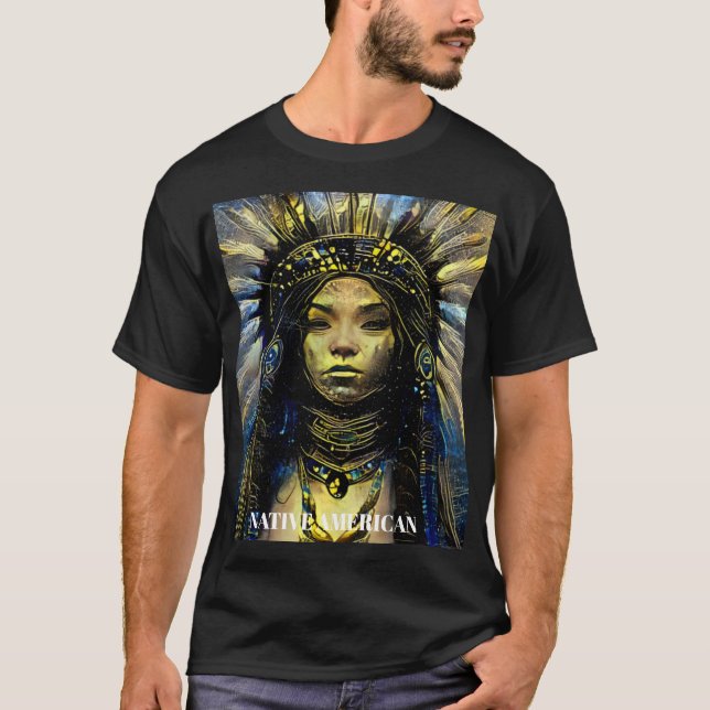 Camiseta Americano Nativo - Dourada pena= (Frente)
