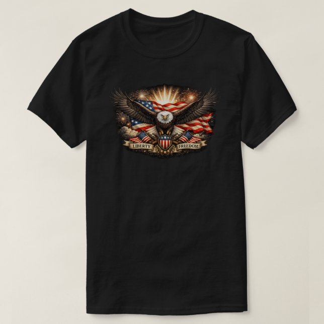 Camiseta Americano Patriótico (8a) (Frente do Design)