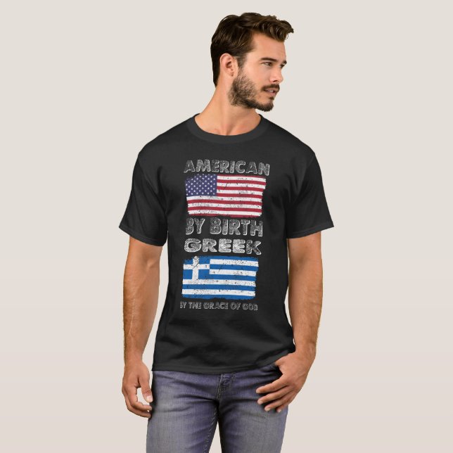 Camiseta Americano pelo grego do nascimento pela herança da (Frente Completa)