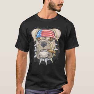 Camiseta Americano Pit Bull Engraçado 4 De Julho Patriótico