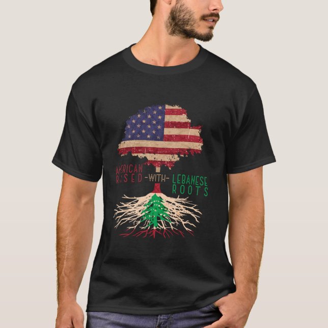 Camiseta Americano Raízes Libanesas Líbano USA Am (Frente)