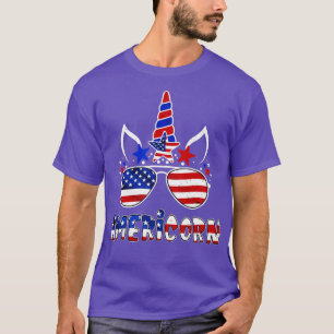 Camiseta Americano Unicórnio 4 de julho Meninas Crianças Am